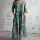 Flowy V-Neck Floral Summer Maxi Dress