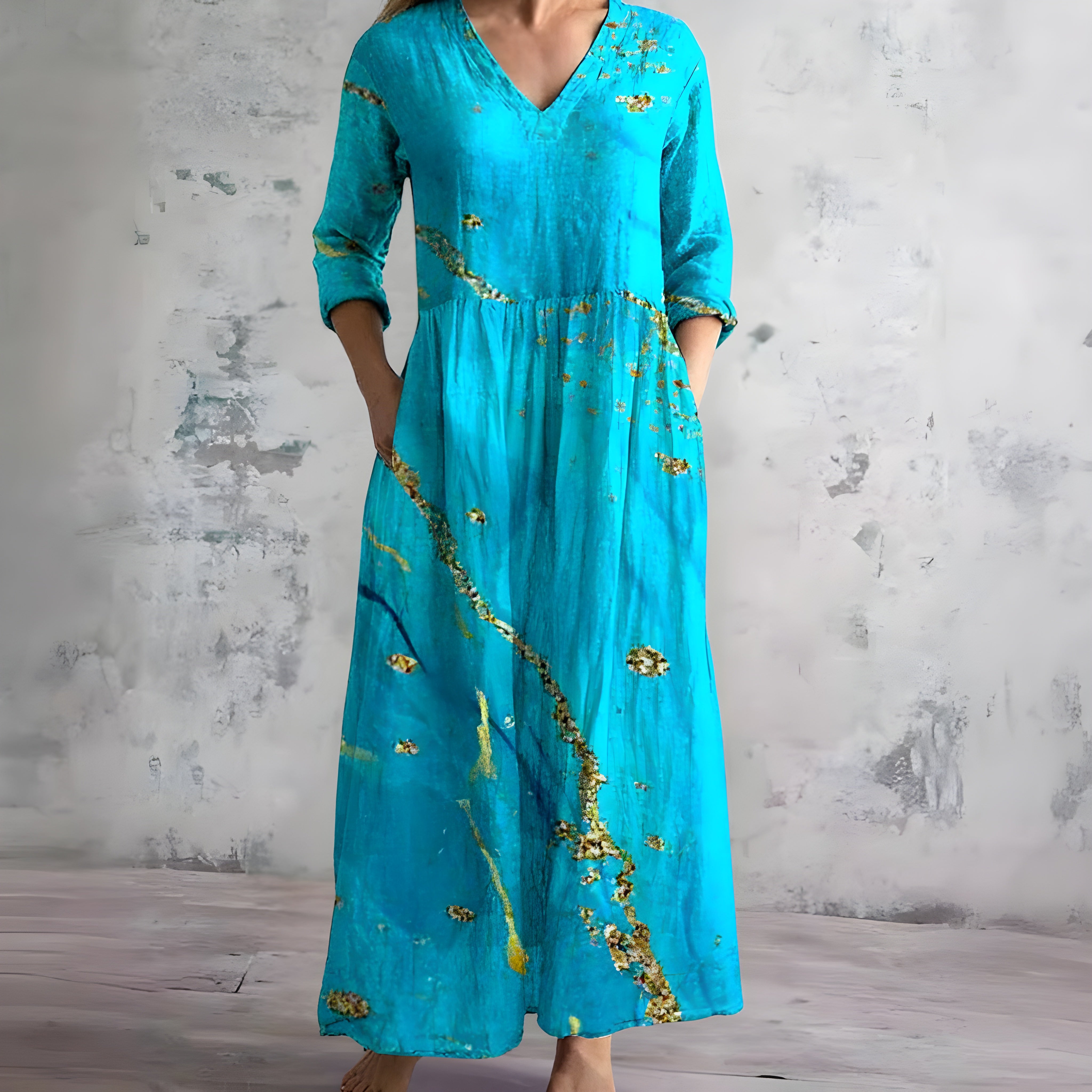 Flowy V-Neck Floral Summer Maxi Dress