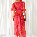 Light Summer Party Floral Midi Dress