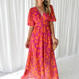 Light Summer Party Floral Midi Dress