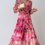 Floral Wrap Summer Evening Maxi Dress