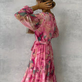Floral Wrap Summer Evening Maxi Dress