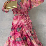 Floral Wrap Summer Evening Maxi Dress