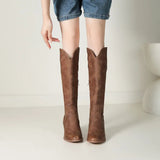 Brown Women's Knee-High Cowboy Boots