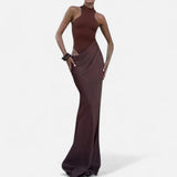 Legacy Sydney | Women’s Satin Hollow-Out Maxi Dress – Silken Flow, Sculpted Allure