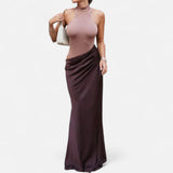 Legacy Sydney | Women’s Satin Hollow-Out Maxi Dress – Silken Flow, Sculpted Allure