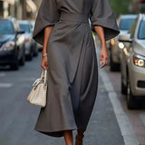 Crew Neck Midi Work Dress