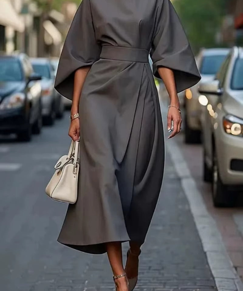 Crew Neck Midi Work Dress