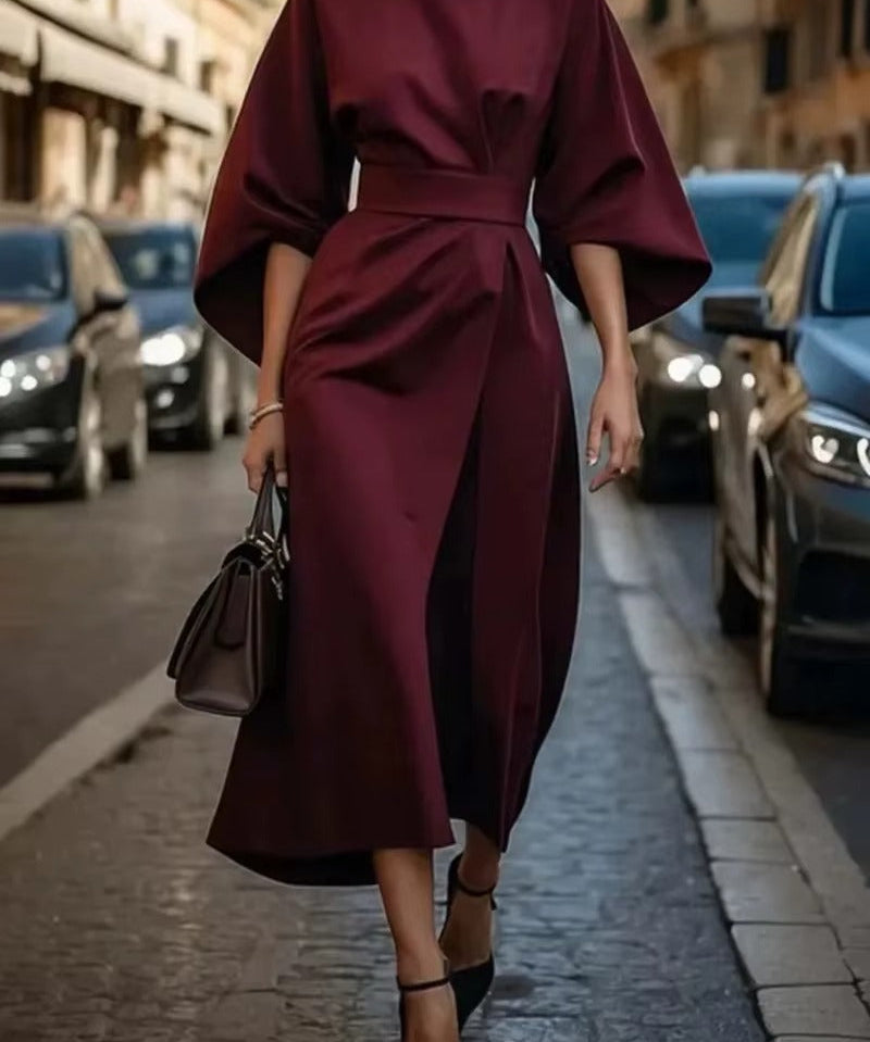 Crew Neck Midi Work Dress