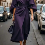 Crew Neck Midi Work Dress