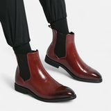 Legacy Sydney | Men’s Chelsea Boots in Polished Noir with Red Sole