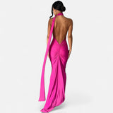 Legacy Sydney | Women’s Backless Scarf-Tie Evening Dress